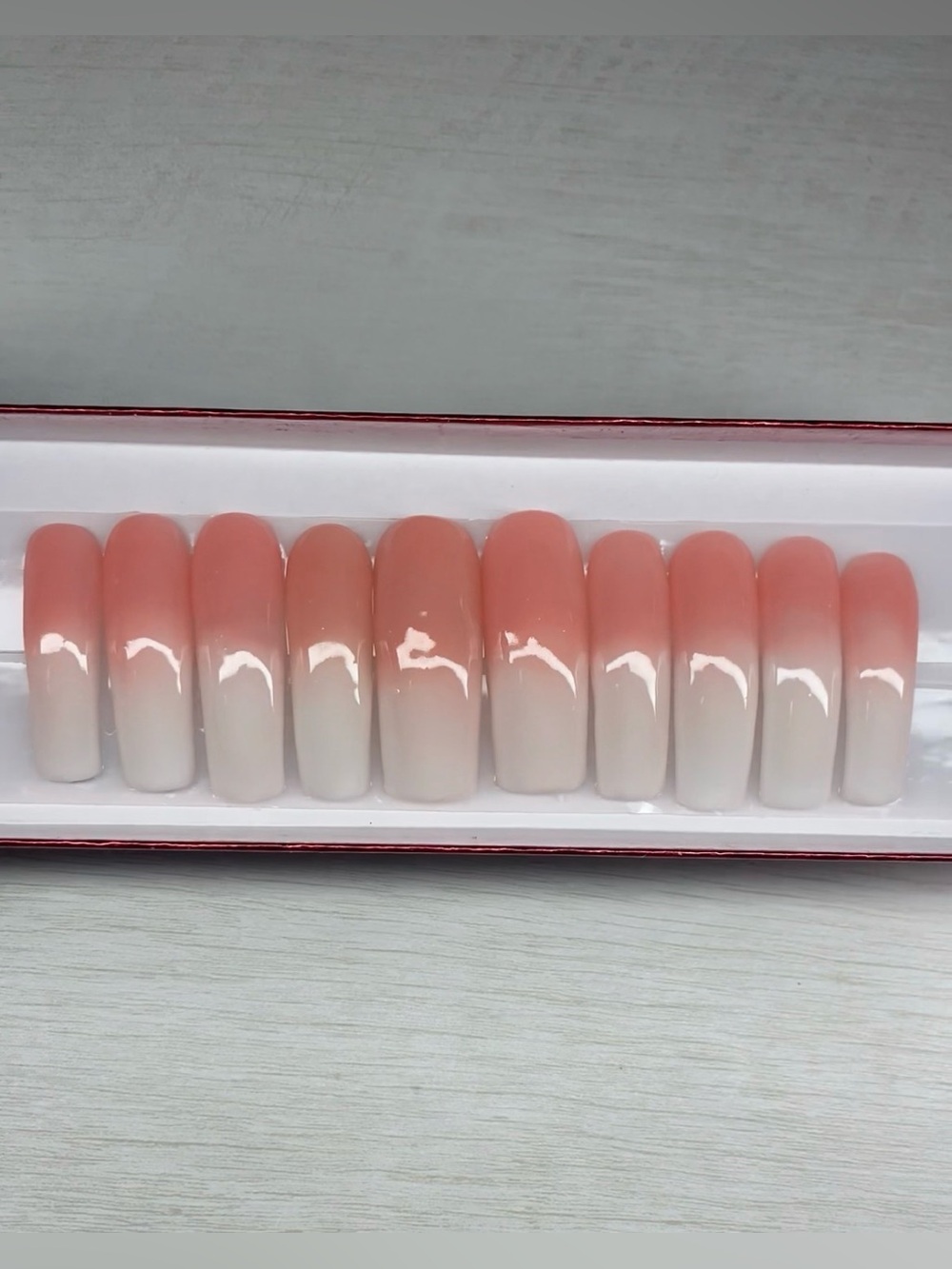 Pink n White Ombré Acrylic Press-On Nails